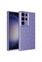 Galaxy S23 Ultra Compatible Camera Protected Silvery Luxury Zore Cotton Case-Purple