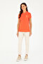 Women's Pomegranate Blossom Basic Polo Neck T-Shirt 50280071-Vr039 - 4