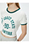 College Printed Crop T-Shirt - Crew Neck, Slim Fit - 5
