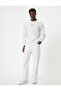 Slogan Embroidered Sweatshirt Basic Textured Crew Neck Long Sleeve - 2