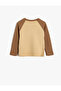 T-Shirt Long Sleeve Crew Neck Color Block Print Detailed - 2