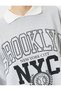 Oversize Polo Neck Sweatshirt College Themed Printed - 5