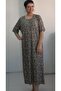 Brown Yellow Floral Print Short-Sleeved Combed Cotton Viscose Dress