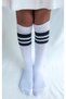 Socks 4 Pairs Girls, Women White Striped Non-Slip Below Knee Middle School High School College School Socks - 4