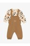 Lcw Baby Dark Beige Embroidered Baby Boy Salopet and T-Shirt Set of 2 - 2