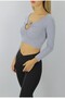 Gitilli Low-cut Blouse Gray - 98797