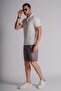Anthracite Men's Linen Jogger Shorts - Relaxed Fit with Side Pockets and Elastic Waist - 2