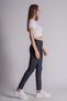 Women's Side Pocket Cotton Chino High Waist Slim Fit Trousers Navy Blue