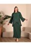 Women's Large Size Evening Dress, Thin Stone Printed Hijab Evening Dress Set - 5