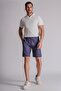 Men's Relaxed Fit Jogger Shorts with Side Pockets and Elastic Waist, Linen Texture, Navy Blue - 2