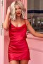 Women's Red Chest Lace Satin Nightgown - 6