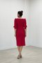 Crepe Fabric Sleeves Balloon Detailed Pencil Dress - Red - 5