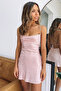 Women's Pink Printed Satin Short Nightgown - 5