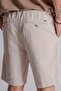 Men's Side Pockets Elastic Waist Linen Blend Relaxed Fit Chino Shorts Beige - 7