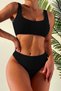Beruflic Custom Corduroy High Waist Tankini Bikini Suit Black