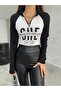 Women's Special Design Printed Zipper Collar Ottoman Blouse
