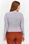 Women Round Neck Long Sleeves Textured Top, White - 3