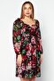 Women V Neck Long Sleeve Floral Mini Dress, Multicolor