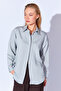 Gray Modal Soft Textured Luxury Striped Comfortable Cut Women's Shirt Ek 100169403 - 3