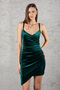 EMERALD GREEN Strap Double Breasted Collar Velvet Dress Emr-070 - 7