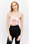 Women Asymmetrical Neck Sleeveless Marble Printed Top, Dark Pink