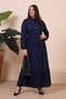 Women's High Collar Large Size Dress with Hijab Viscose Fabric Pleated and Pleated Dress - 4