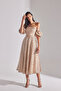 SARAH Sparkly Balloon Sleeve Ruffled Midi Length Engagement Dress - 3