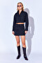 Black Thick Soft Textured Double Pocket Capped Crop Women's Shirt Ek 10009007 - 6