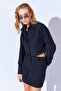 Black Thick Soft Textured Double Pocket Capped Crop Women's Shirt Ek 10009007 - 7