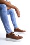 Slw151 Boost Lace-Up Skin Men's Casual Sneaker Shoes Brown White