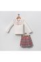 Plaid shorts skirt ruffle accessory bow set
