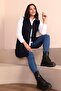 Women's Large Size Hijab Clothing Long Summer Vest Navy Blue - 8