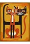 North Collection Two Cats Patterned Woven Base in Orange Tones Modern Decorative Carpet North21 - 5