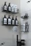Stainless Adhesive Black Metal Bathroom Shelf Set of 4 Shower Shelf Shampoo Holder Soap Dish Toothbrush Holder Rack - 2