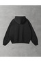 Siyah Kapşonlu Basic Sweatshirt - 7