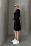 Women's Black Zippered Combed Cotton Dress - 3