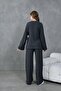 Women's Anthracite Crinkle Fabric Kimono 28174 - 8