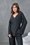 Women's Anthracite Crinkle Fabric Kimono 28174 - 6