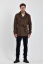 Men's Brown Double Breasted Collar Slim Fit Stamp Coat