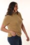 Turtleneck Short Sleeve Beige Knitwear Blouse - 3