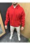 Kırmızı Kapşonlu Basic Sweatshirt