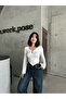 V Long Sleeve Sally Blouse with Gather Detail on the Front, Loose Bottom - 4