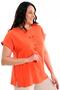 Plus Size Low-Sleeve Basic Orange Blouse - 3
