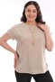 Plus Size Low-sleeve Basic Beige Blouse - 4