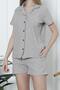 Women's Shorts Pajama Set Short Sleeve Camisole Loose Pocket DARK MINK