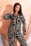 Winter Buttoned Plaid Pattern New Year Themed Women's Suede Pajama Set - 3