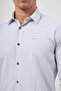 Men's Gray Long Sleeve Textured Hard Collar Slim Fit Shirt 1004245151 - 6