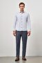 Men's Gray Long Sleeve Textured Hard Collar Slim Fit Shirt 1004245151 - 4