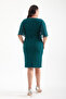 Women's Emerald Green Slim Fit V-Neck Short Sleeve Plus Size Midi Evening Dress - 5
