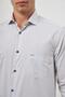 Gray Long Sleeve Pattern Half Italian Pocket Cotton Classic Comfort Fit Shirt 1004245174 - 6